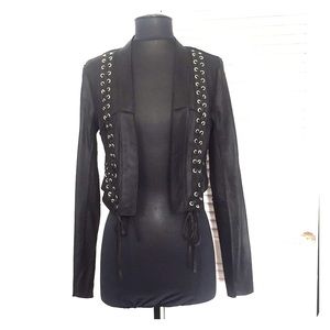 Bad-ass black lace up leather western jacket!